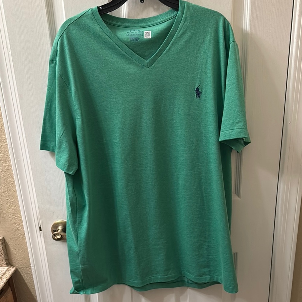 Ralph Lauren Men's Green V-Neck Shirt